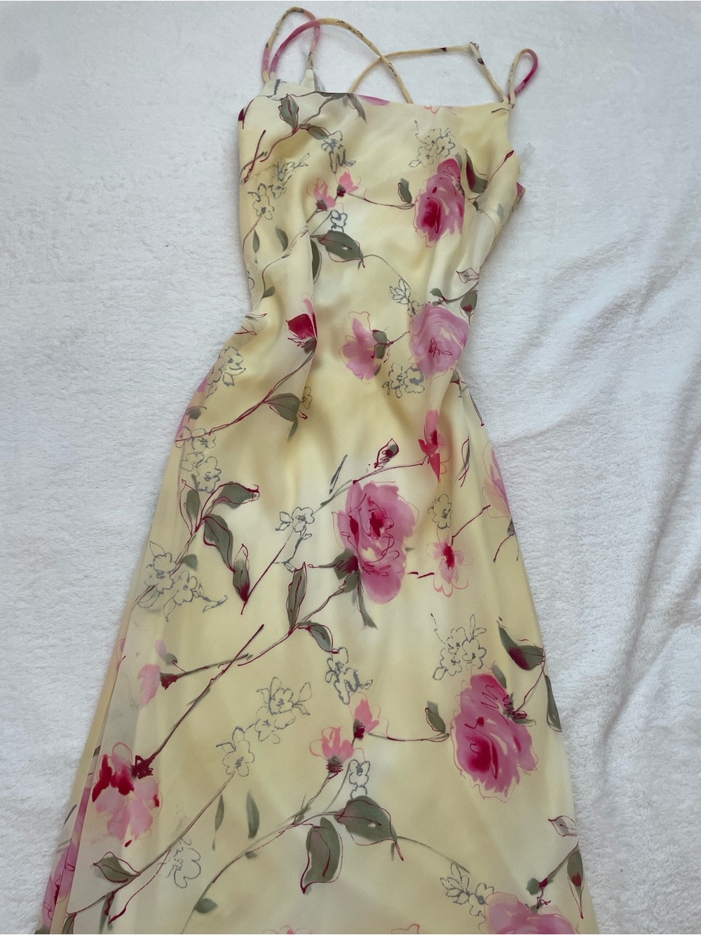 Vintage Floral maxi Dress in Cream and Pink